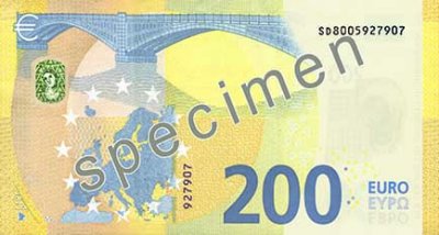 ЕЦБ представил новые банкноты в 100 и 200 евро