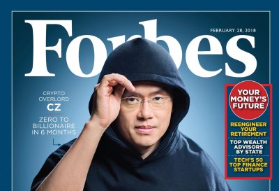 Засновник Binance Чанпен Чжао на обкладинці Forbes в 2018 році