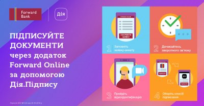 Forward Bank реалізував можливість дистанційного підписання документів клієнтами у мобільному банку