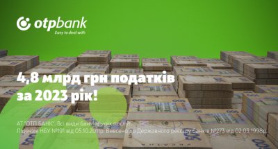 ОТП Банк сплатить 4,8 млрд грн за 2023 рік у бюджети всіх рівнів