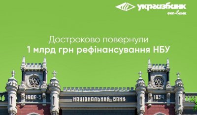 Укргазбанк достроково повернув 1 млрд грн рефінансування НБУ