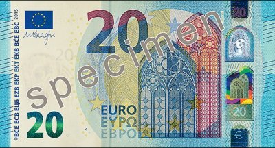 Новая банкнота номиналом 20 евро вводится в обращение